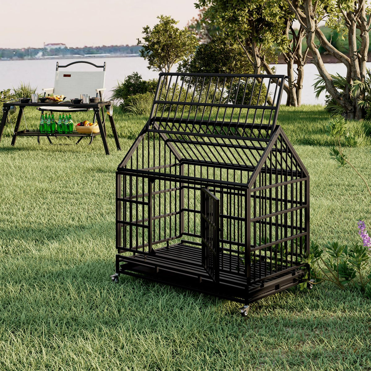 48 Inch Heavy Duty Dog Crate with Wheels U41629