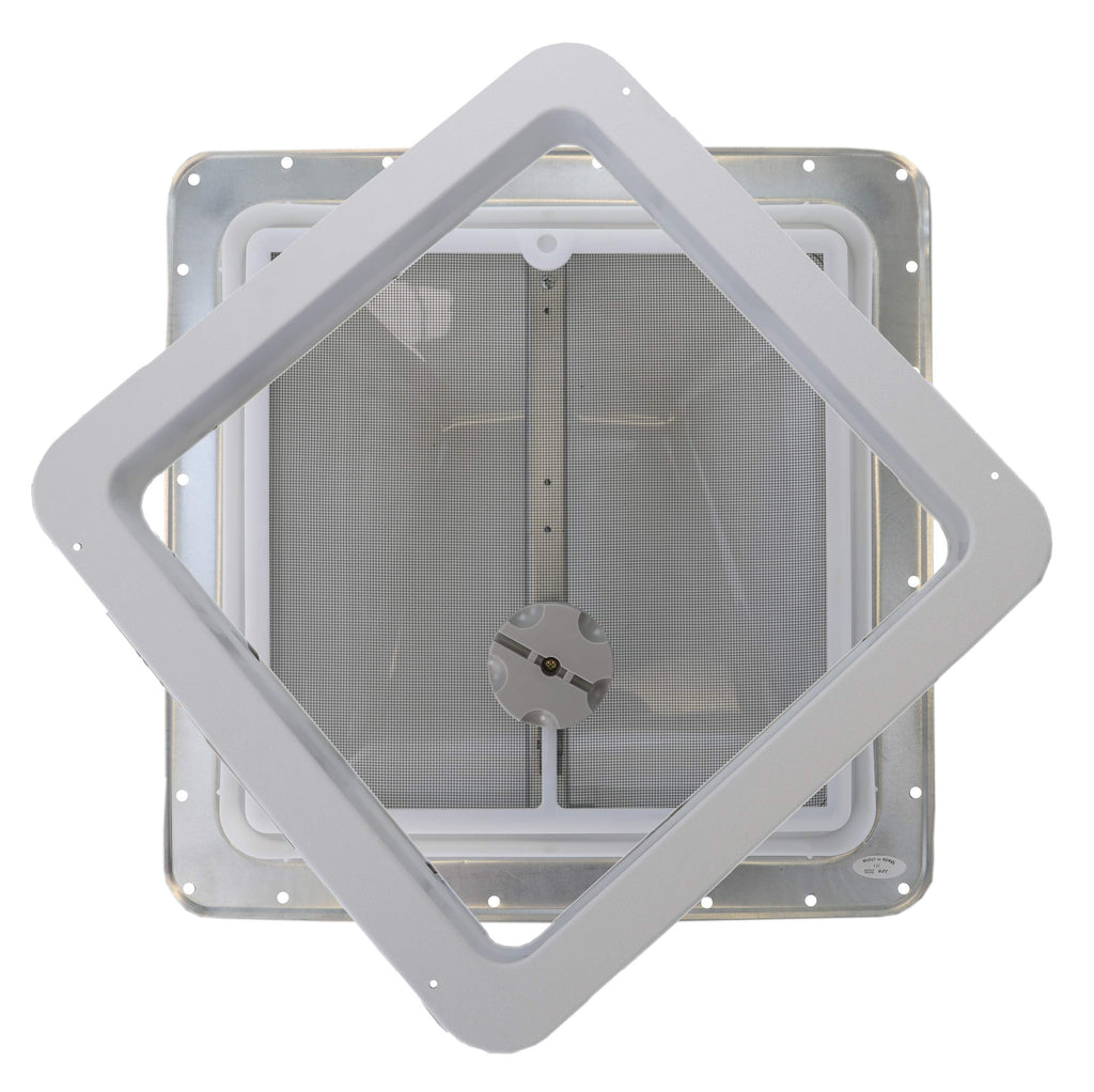 White Manual Crank RV Roof Vent with Screen F88500