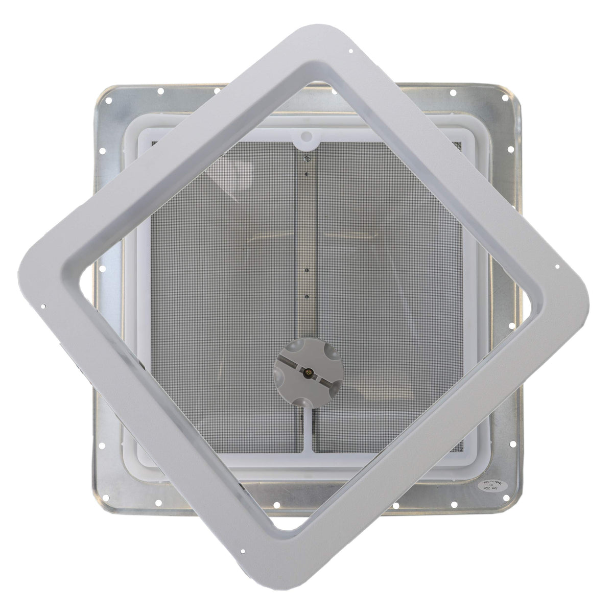 White Manual Crank RV Roof Vent with Screen F88500