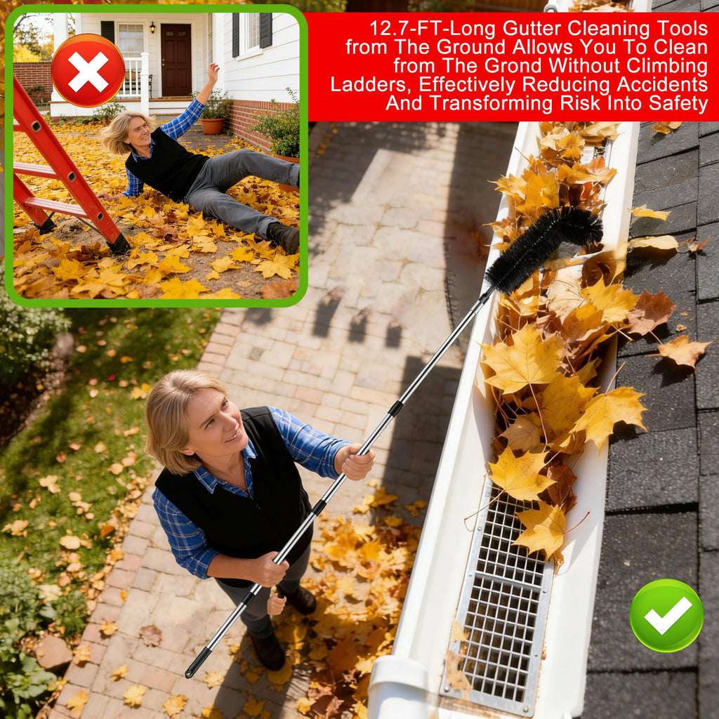 12.7FT Long Adjustable Gutter Cleaner & Brush T614913