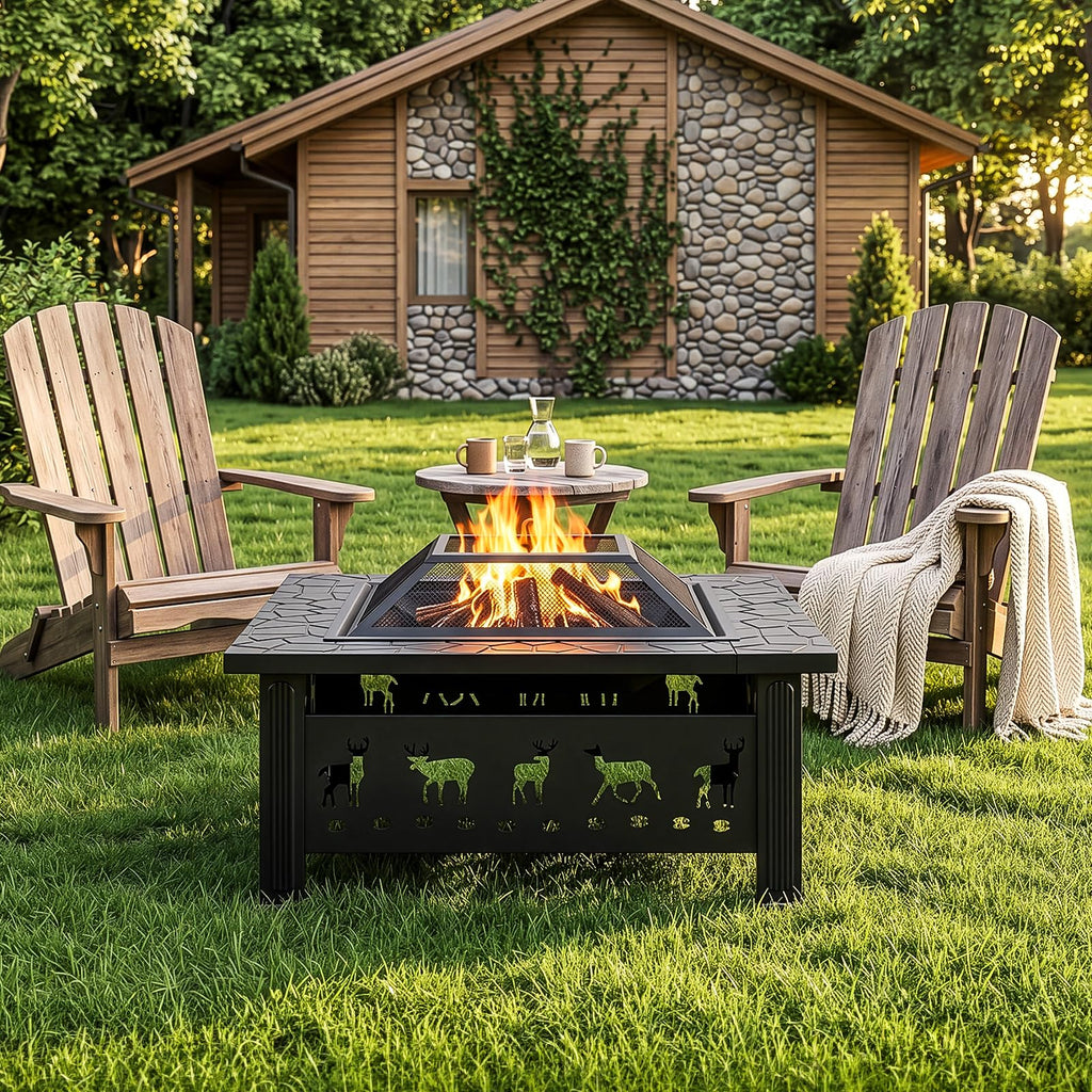 32 Inch Square Outdoor Fire Pit Table L617
