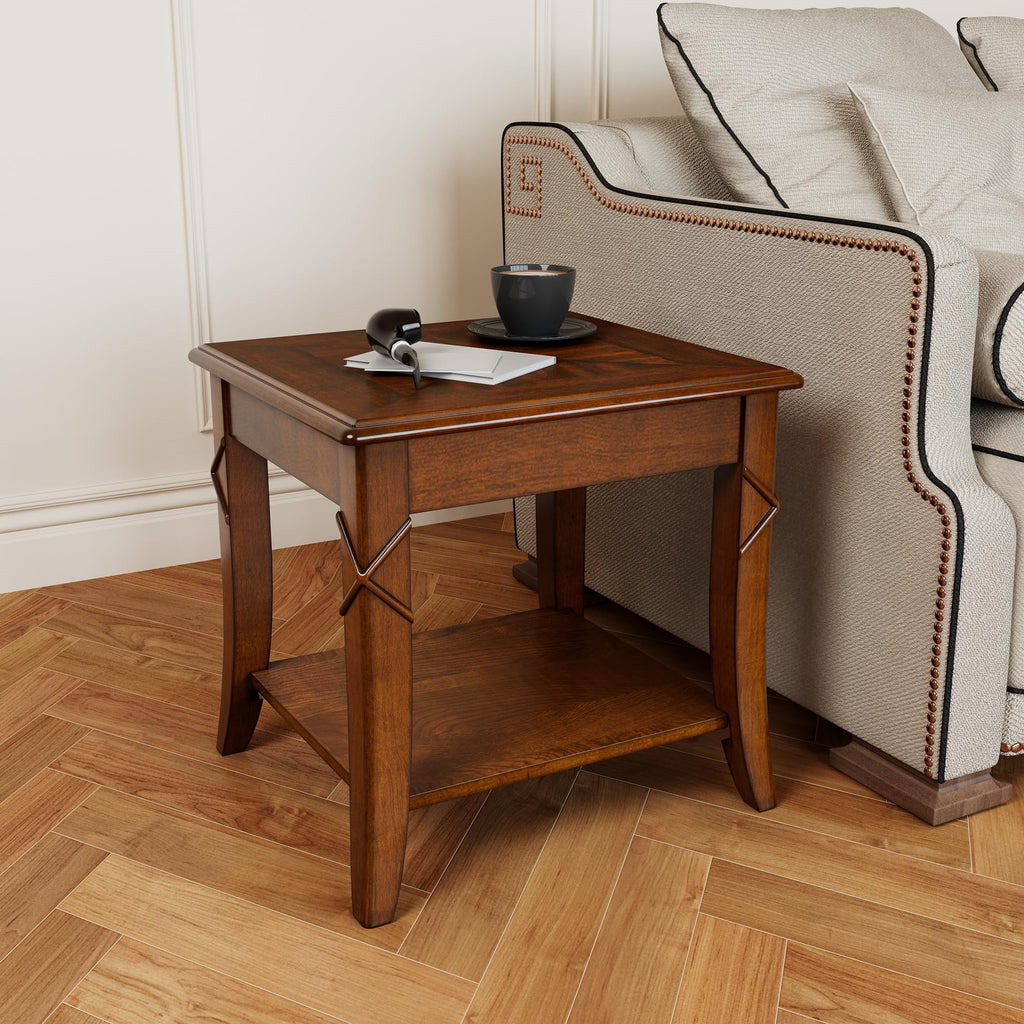 Solid Wood End Table with Storage Shelf Z805