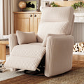 360 Swivel Recliner Chair with 2 Pillows Beige Corduroy N5405
