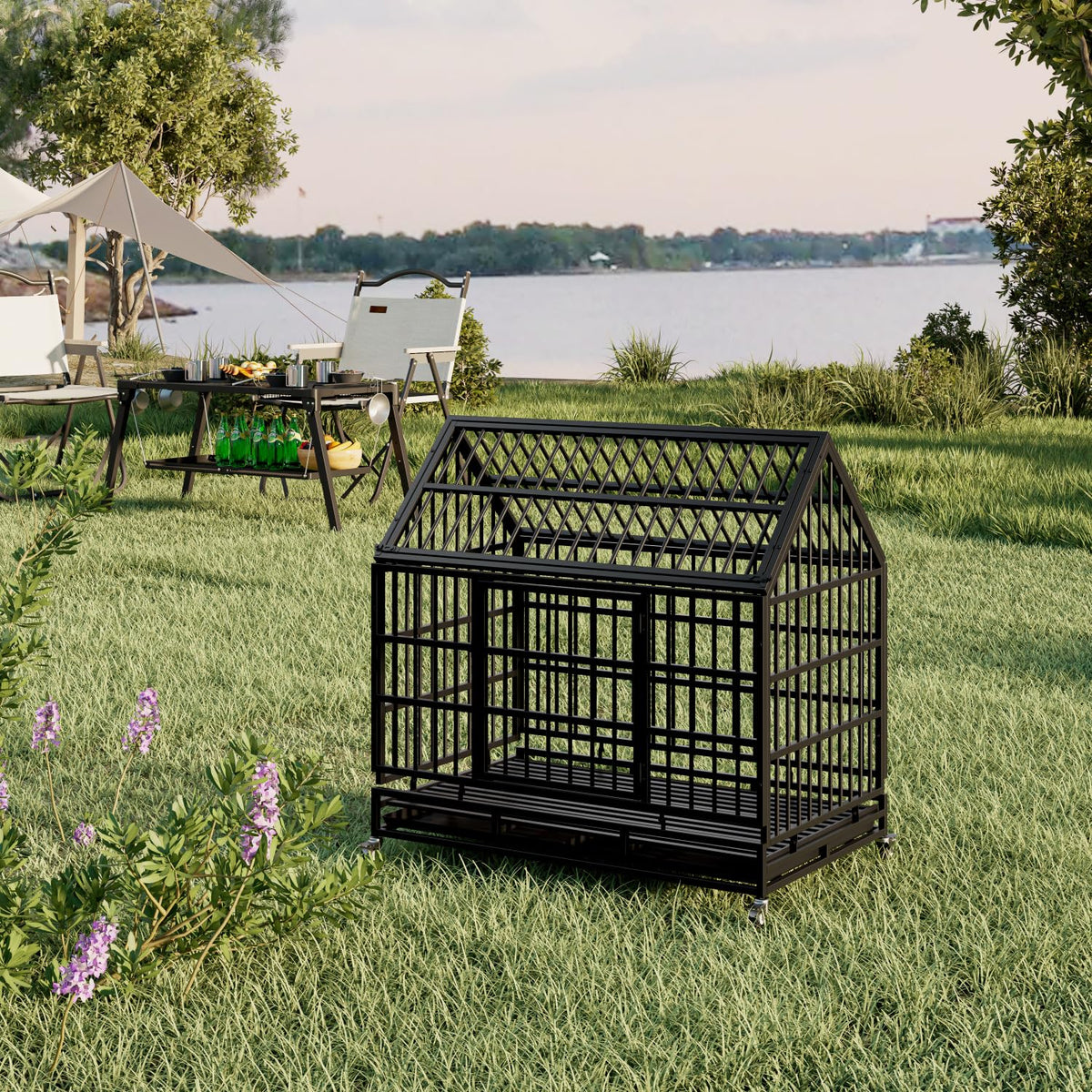 48 Inch Heavy Duty Dog Crate with Wheels U41629