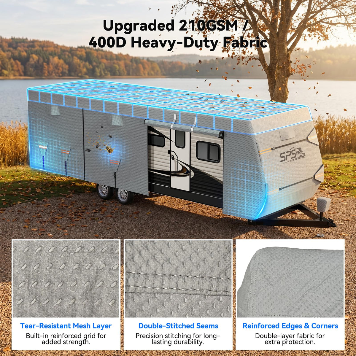 Waterproof Ripstop Travel Trailer RV Cover 24-27ft F9143
