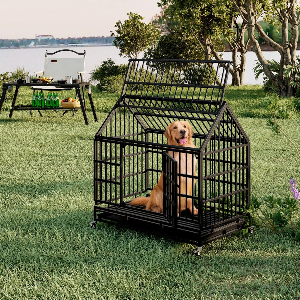 48 Inch Heavy Duty Dog Crate with Wheels U41629