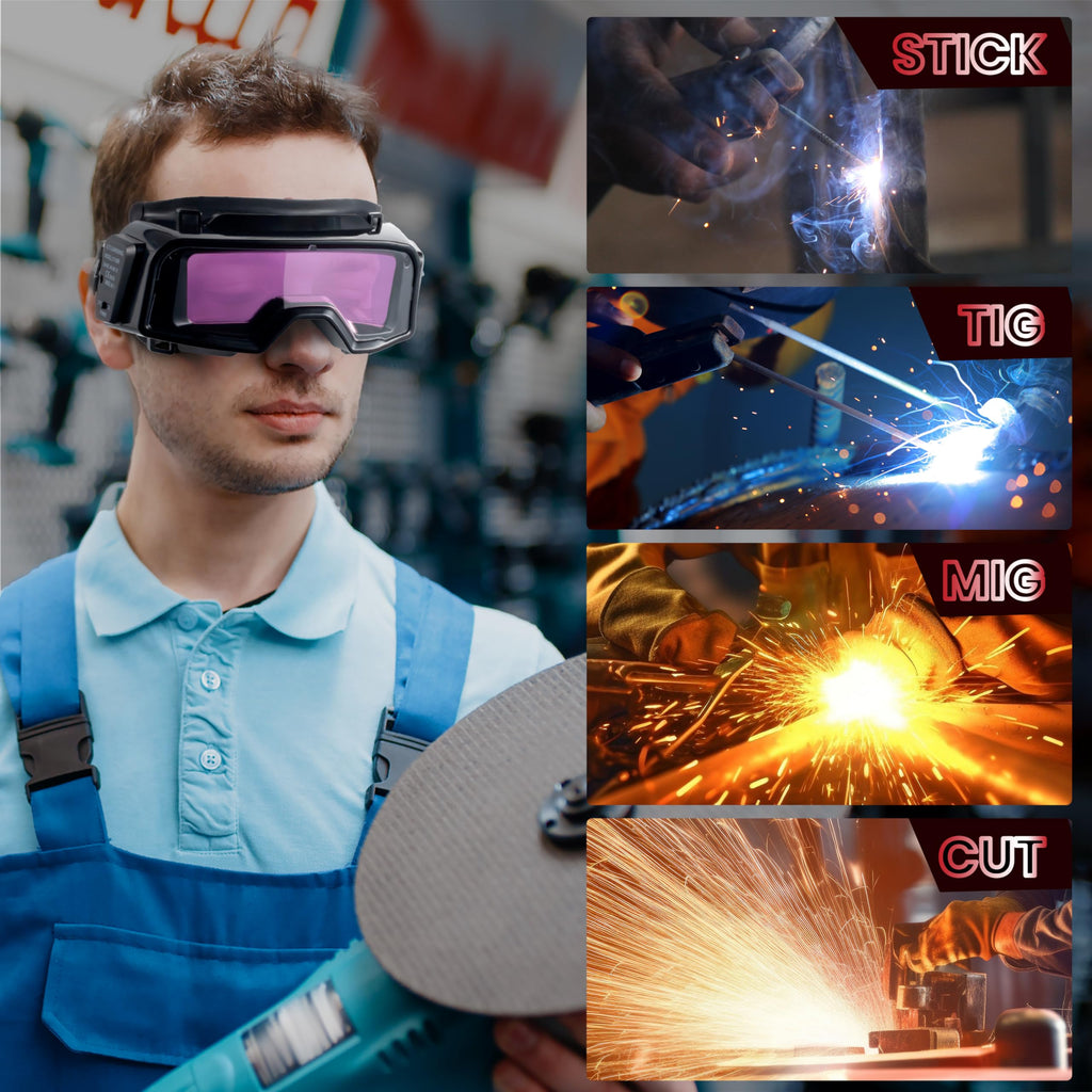 Auto Darkening Welding Goggles with Welder Mask and 10 Replacement Lenses J761